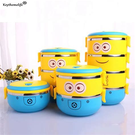 korean cute minions stainless steel thermal lunch box|Korean Dosirak (Lunch Boxes) .